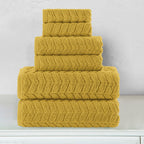 6-Piece Turkish Cotton Braided Towel Set, 2 Washcloths, 2 Hand Towels and 2 Bath Towels