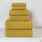 6-Piece Turkish Cotton Corduroy Towel Set, 2 Washcloths, 2 Hand Towels and 2 Bath Towels