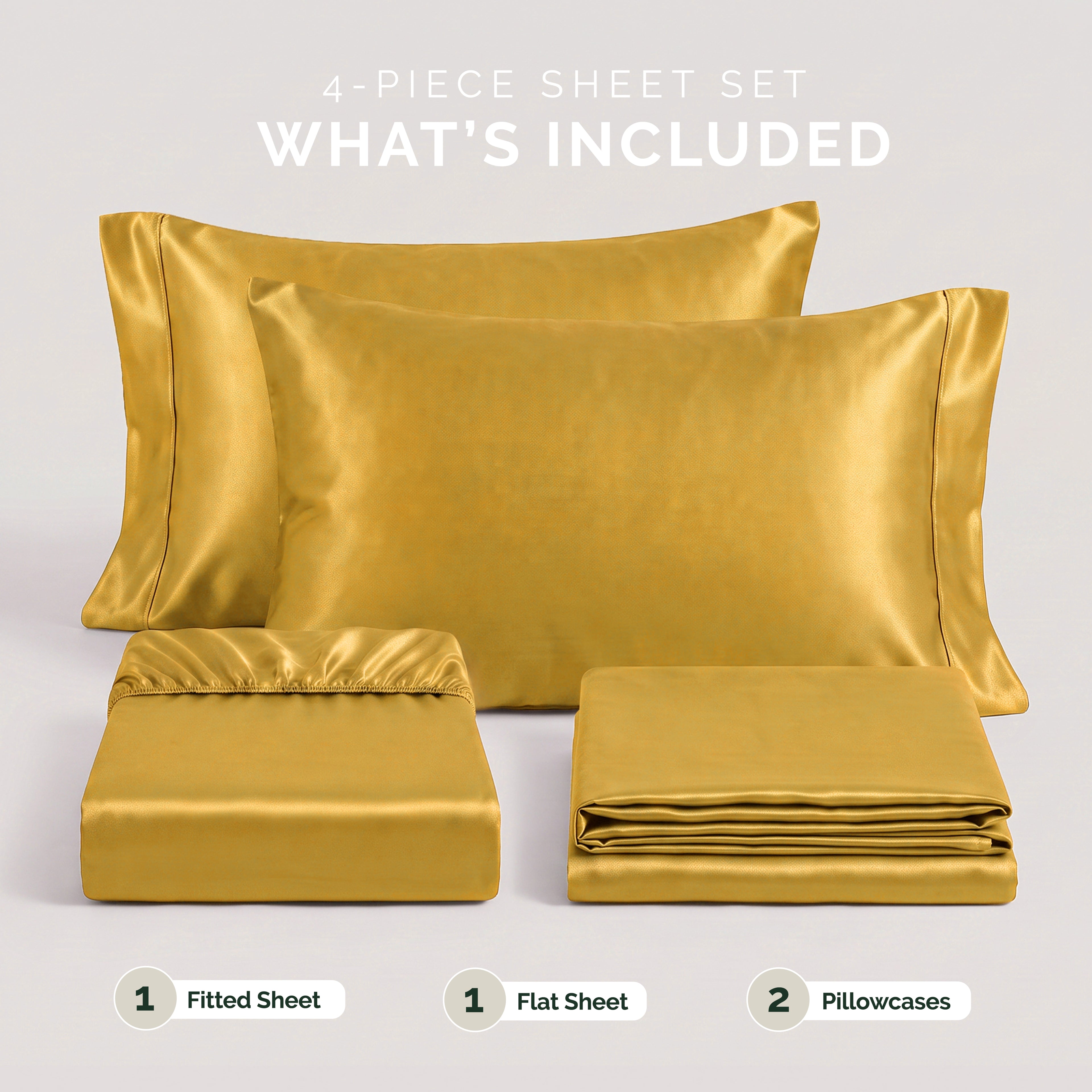 Fine 4-Piece Silky Satin Sheet Set, Bright Shades