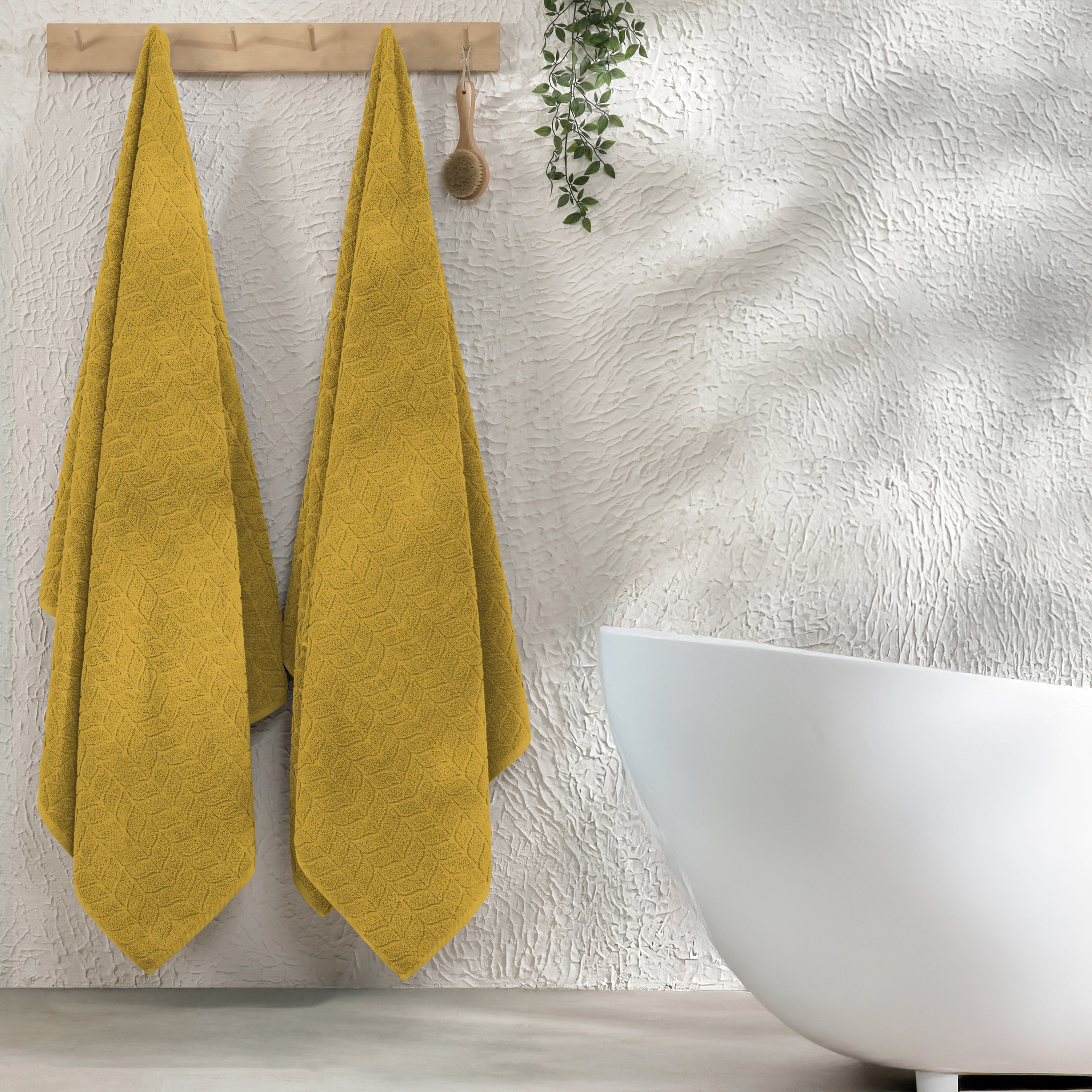 2-Pack Premium Turkish Cotton Braided Bath Towel Set, 27 x 54 inch