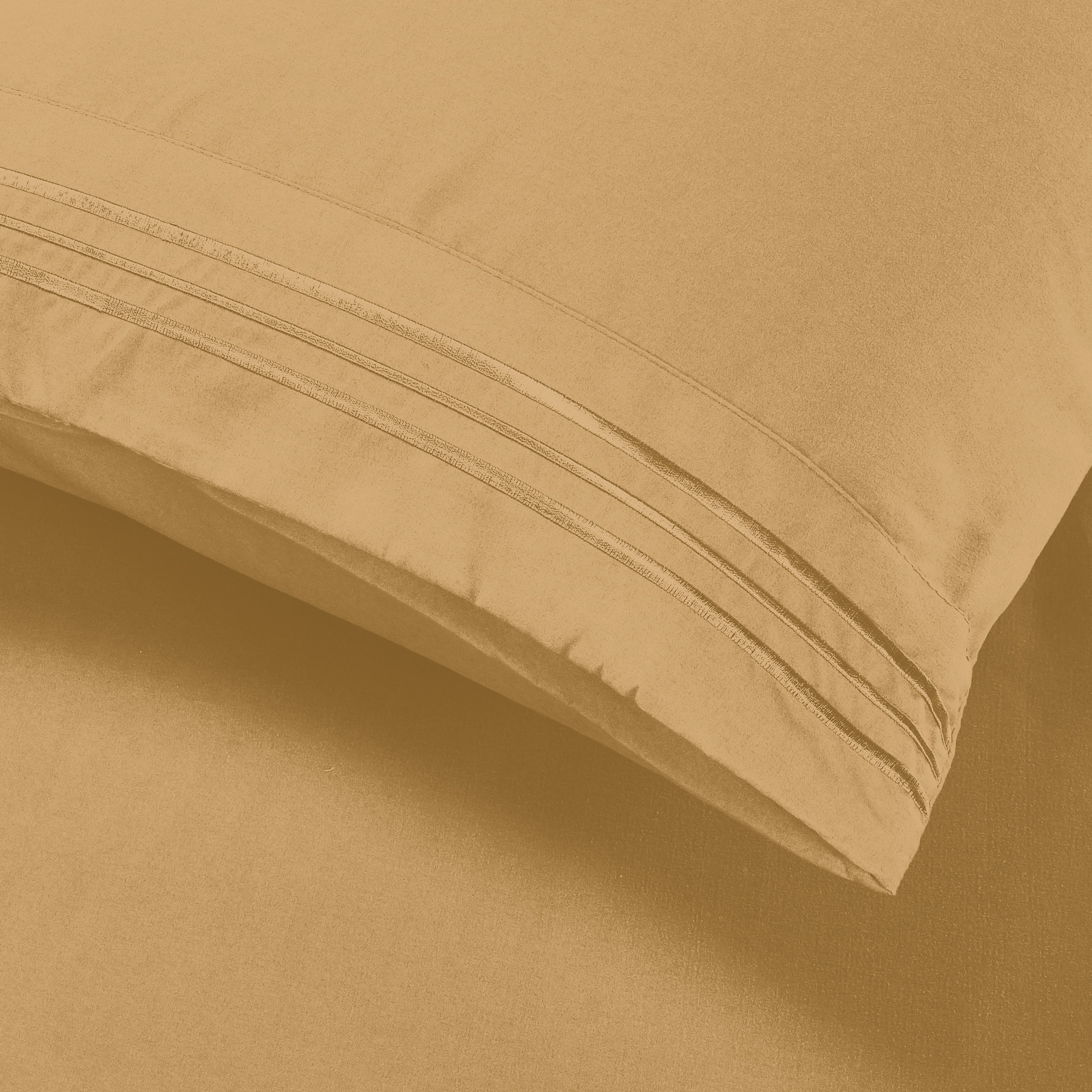 Essential Solid 3 Line Embroidery - Soft as a Hotel Premium Quality, 4-Piece Sheet Set, Bright Shades