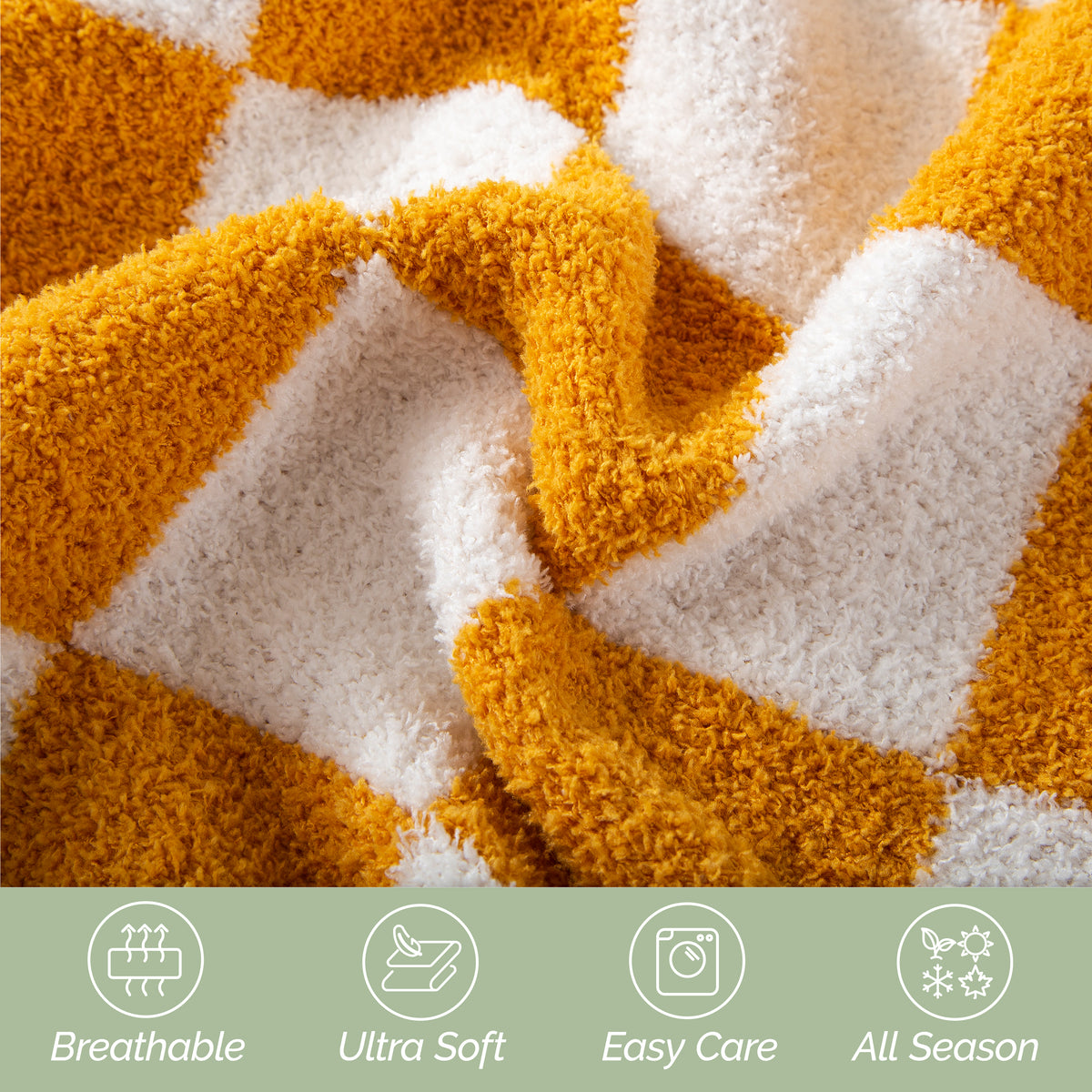 50" x 70"  Ultra Soft Checkered Knitted Throw Blanket