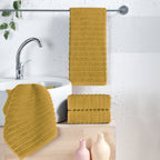 4-Pack Premium Turkish Cotton Corduroy Stripe Hand Towel Set, 16 x 28 inch