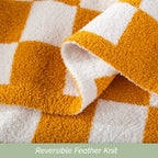50" x 70"  Ultra Soft Checkered Knitted Throw Blanket