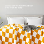 50" x 70"  Ultra Soft Checkered Knitted Throw Blanket