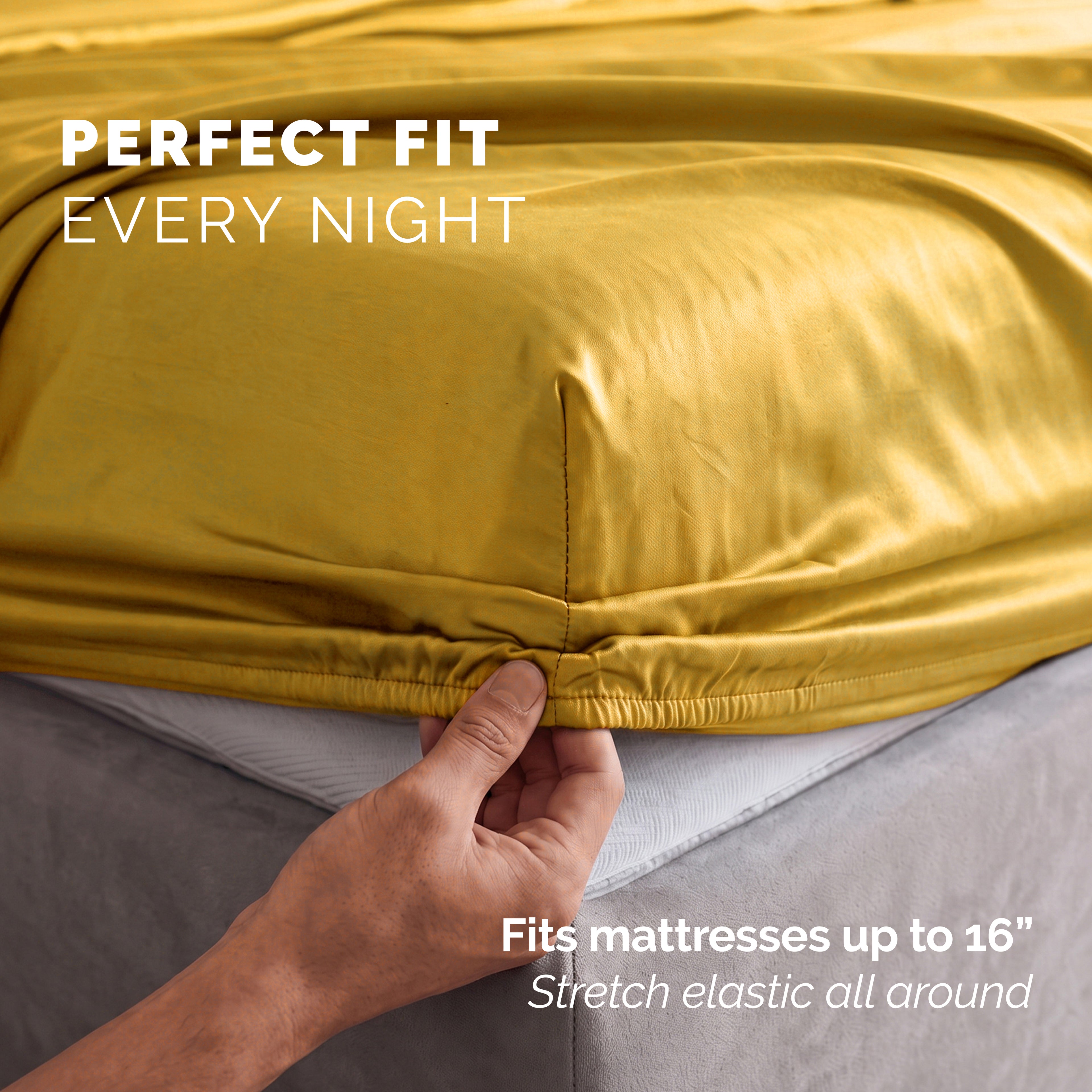 Fine 4-Piece Silky Satin Sheet Set, Bright Shades