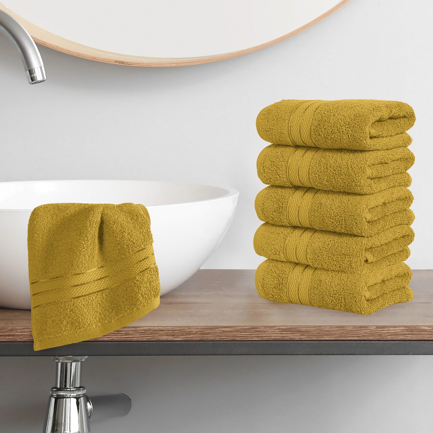 Elegant Comfort 6-Pack Premium Turkish Cotton Three Line Popcorn Washcloths Set, 13 x 13 inch