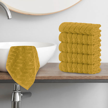 Elegant Comfort 6-Pack Premium Turkish Cotton Braided Washcloths Set, 13 x 13 inch