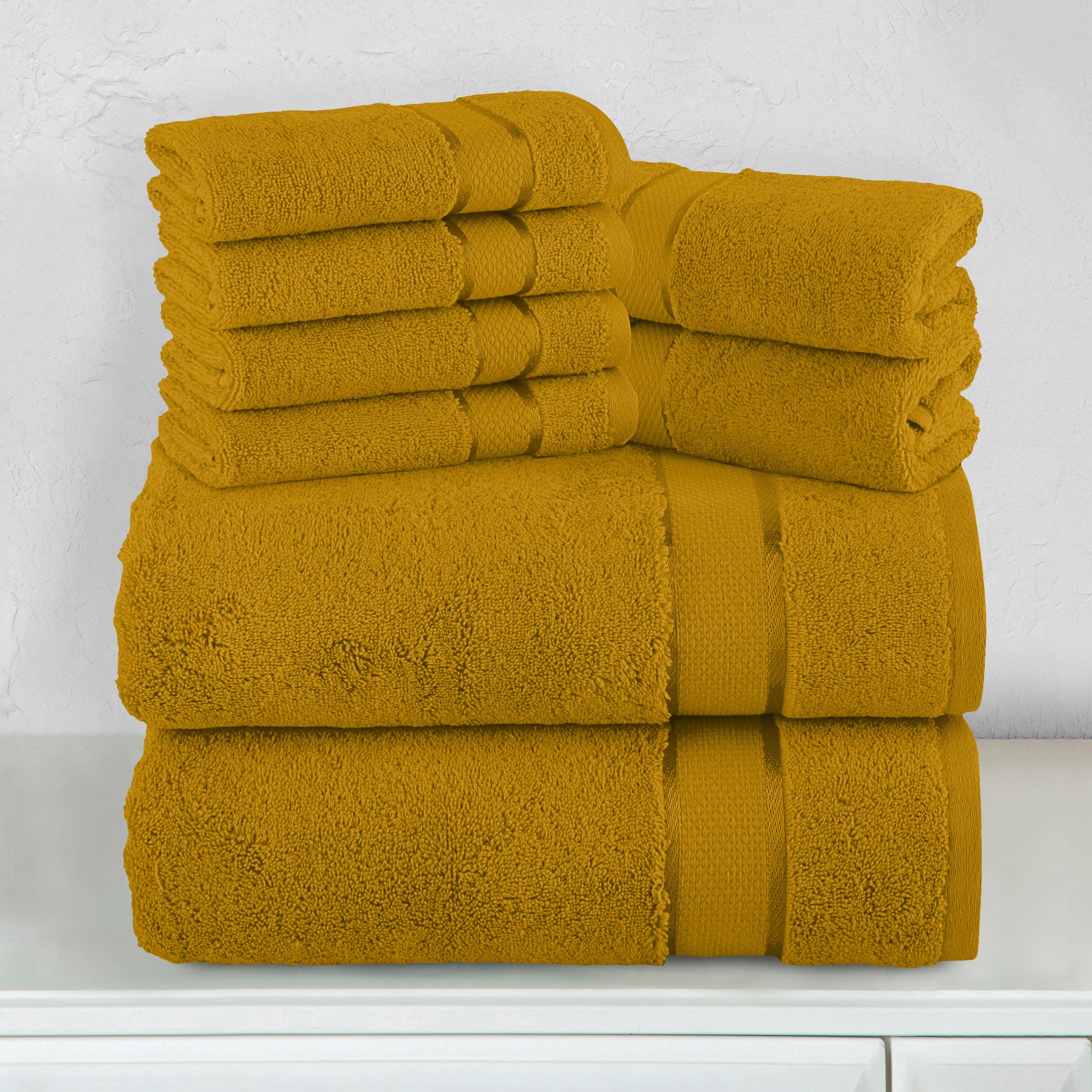 8-Piece Turkish Cotton Towel Set, 4 Washcloths, 2 Hand Towels and 2 Bath Towels
