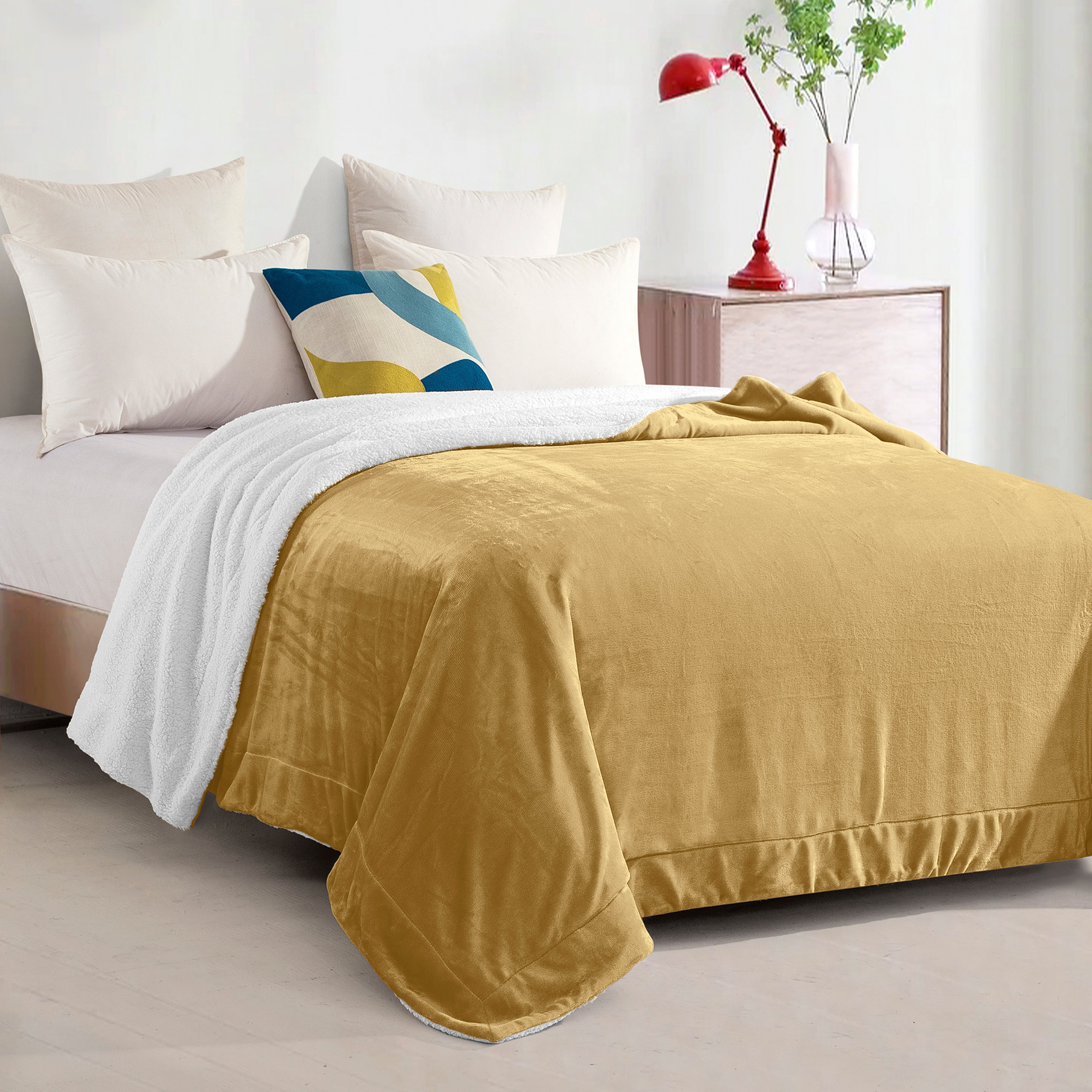 Reversible Sherpa Throw Blanket - Sherpa Back Throw Blanket