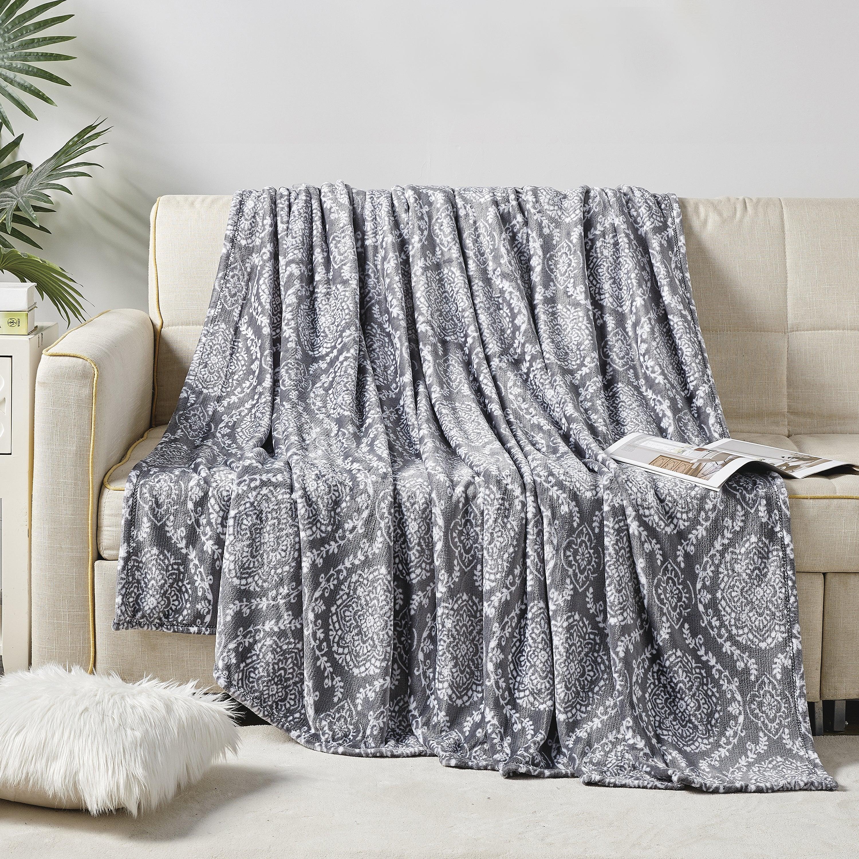 Printed Bed or Oversized Couch Blanket - Lightweight for All Season Warmth