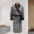 Men Shawl Collar Velvet Fleece Long Bathrobe
