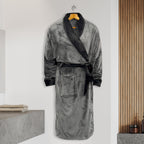 Men Shawl Collar Velvet Fleece Long Bathrobe