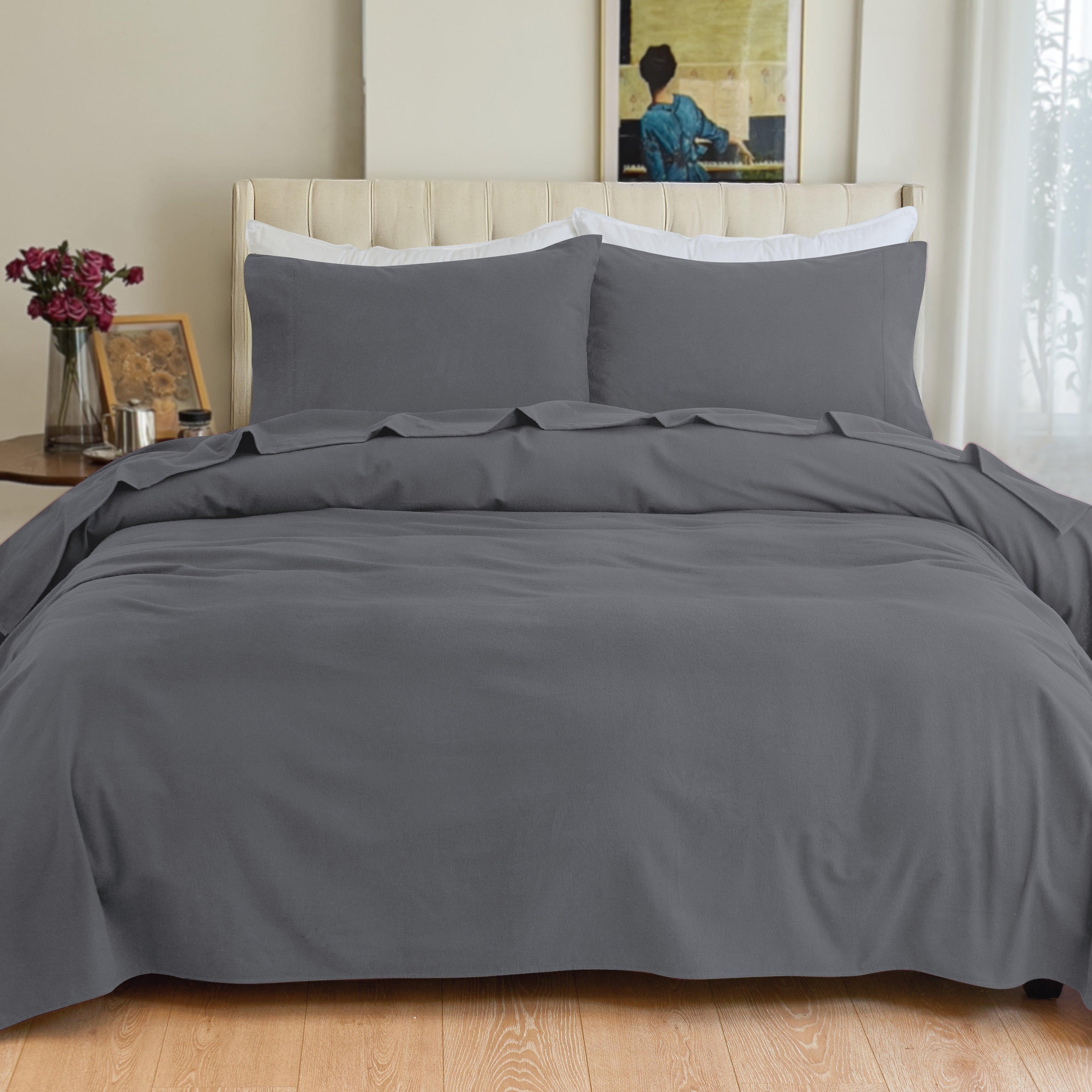 4-Piece Cotton Flannel Sheet Set - 100% Turkish Cotton