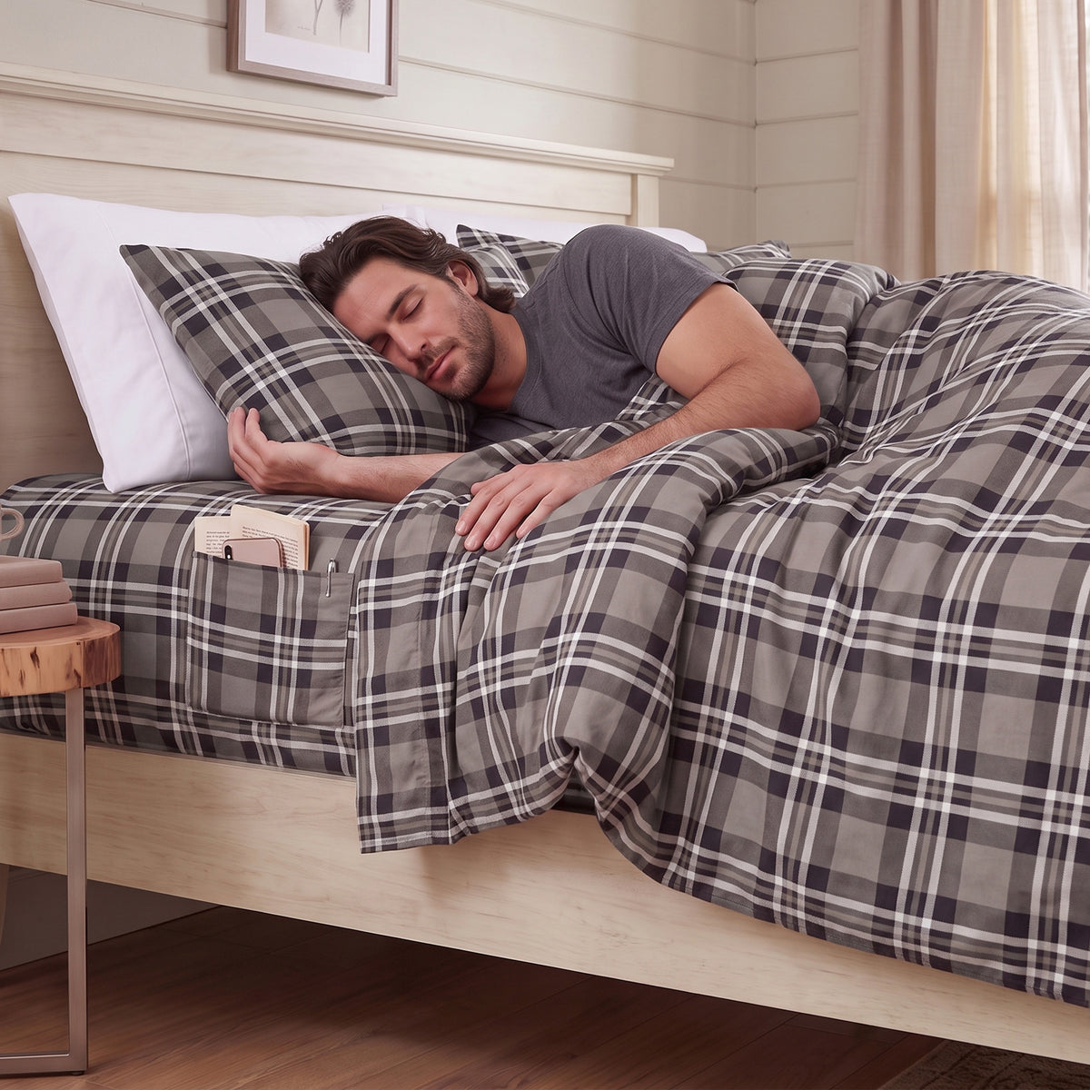 6-Piece Plaid Pattern Bed Sheet Set - Soft as a Hotel Premium Quality