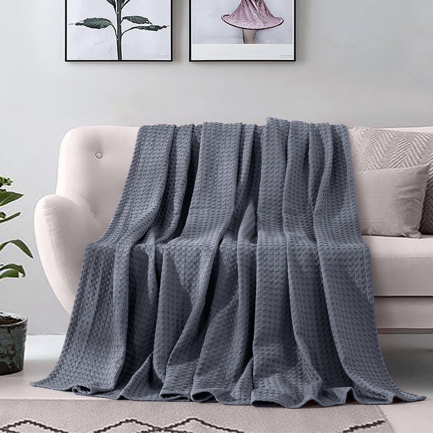 Elegant Comfort Cotton Waffle Blanket