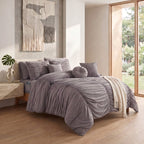 10-Piece Pleated Comforter Set - Includes 4-Piece Sheet Set with Double Sided Storage Pockets