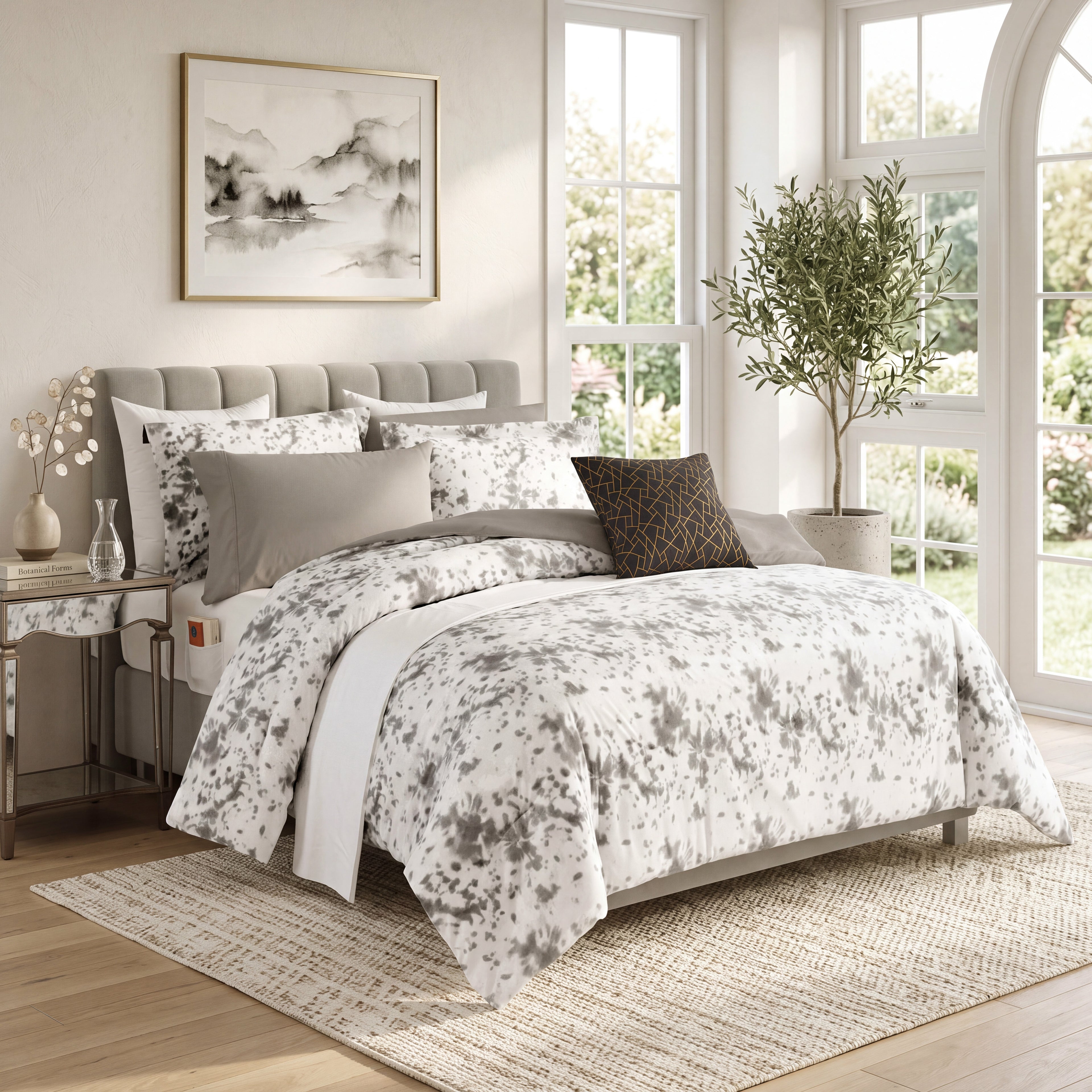 10-Piece Tie-Dye Comforter Set, Includes 6-Piece Sheet Set with Double Sided Storage Pockets