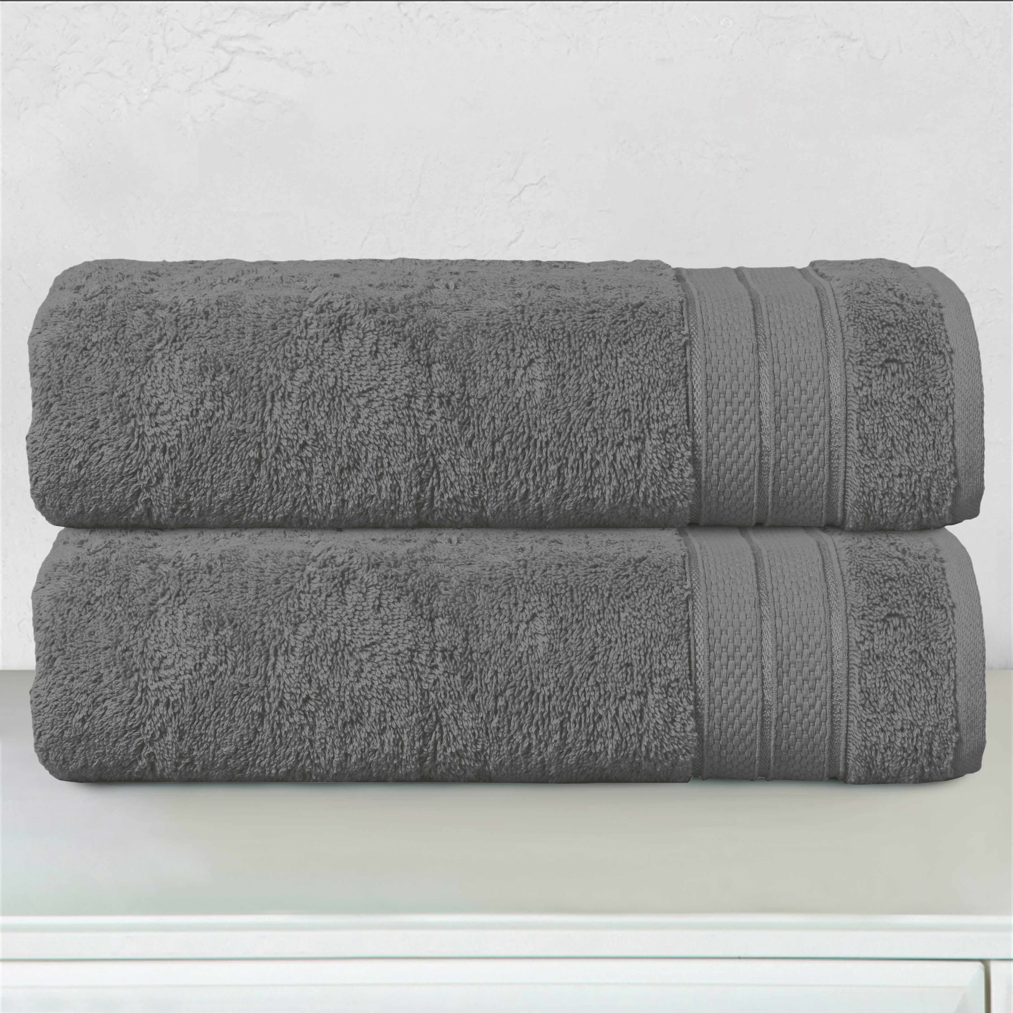2-Pack Turkish Cotton Three Line Popcorn Bath Towel Set, 27 x 54 inch