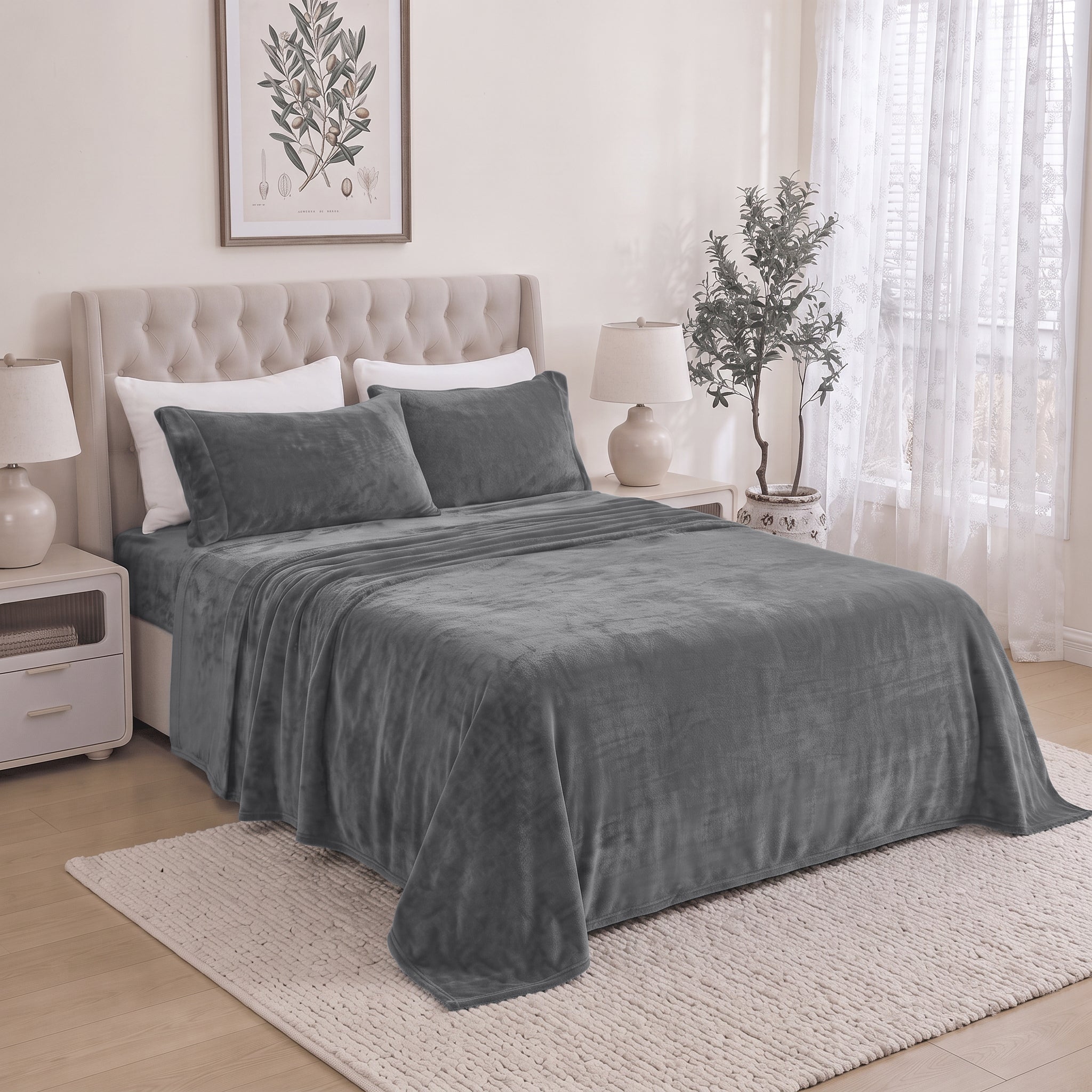 4-Piece Velvet Plush Flannel Sheet Set