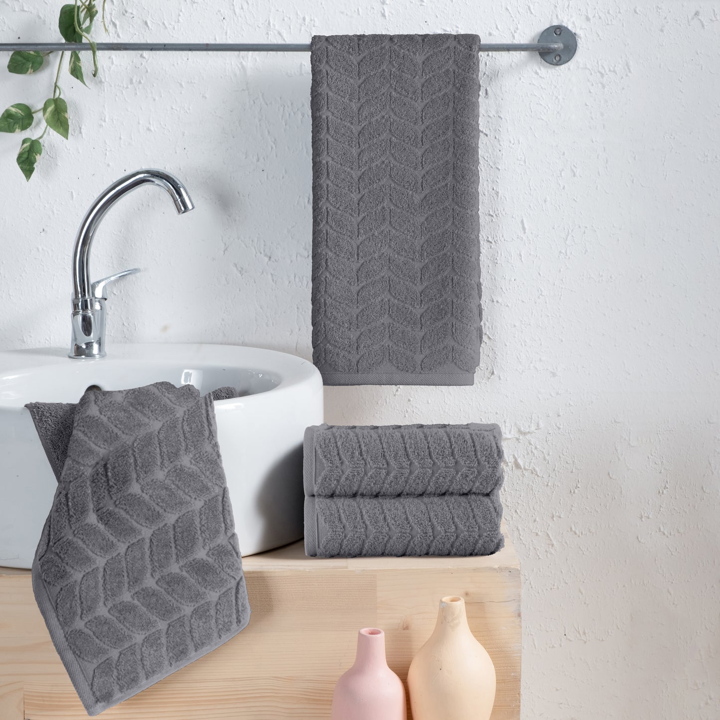 Elegant Comfort 4-Pack Premium Turkish Cotton Braided Hand Towel Set, 16 x 28 inch