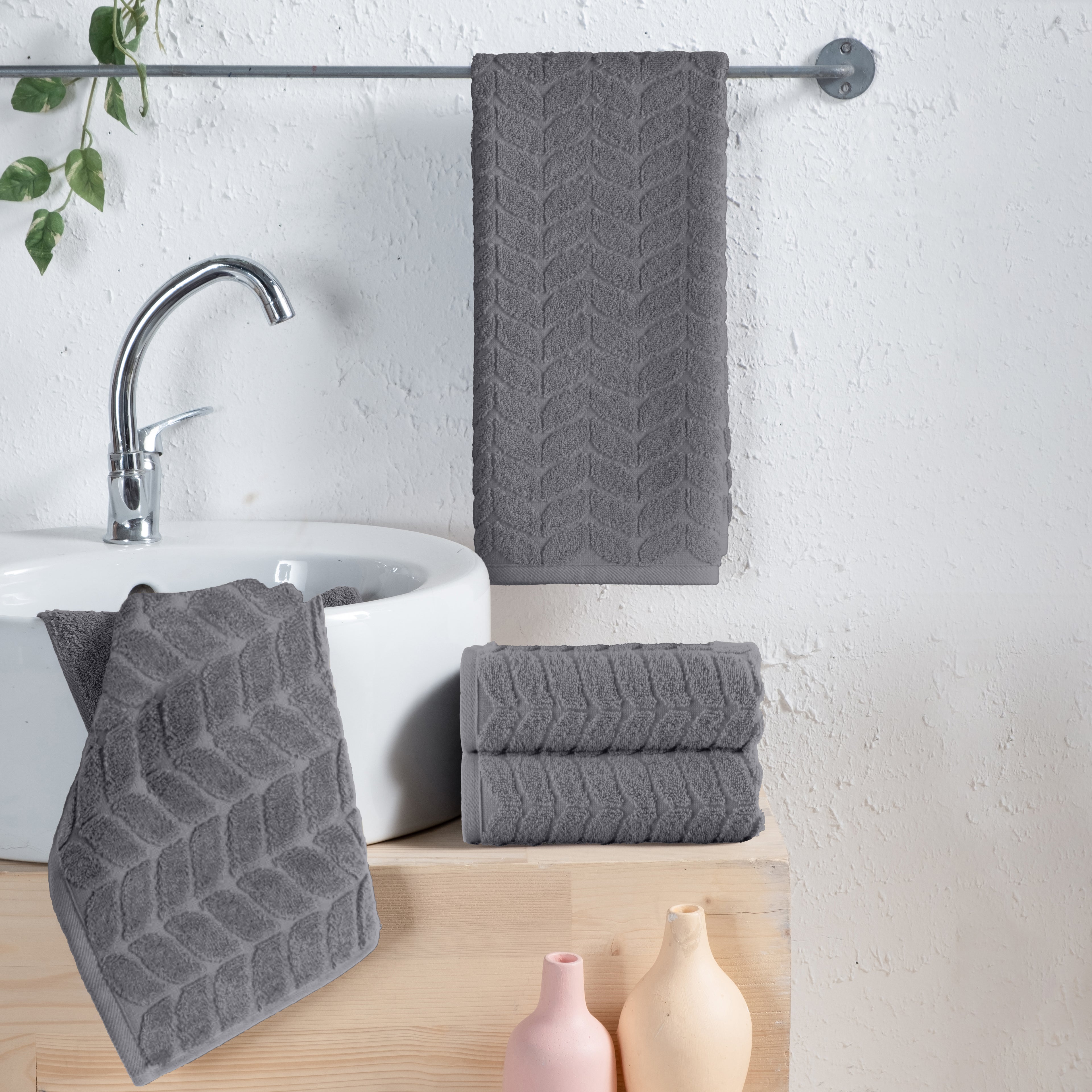 4-Pack Premium Turkish Cotton Braided Hand Towel Set, 16 x 28 inch