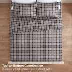 6-Piece Plaid Pattern Bed Sheet Set - Soft as a Hotel Premium Quality