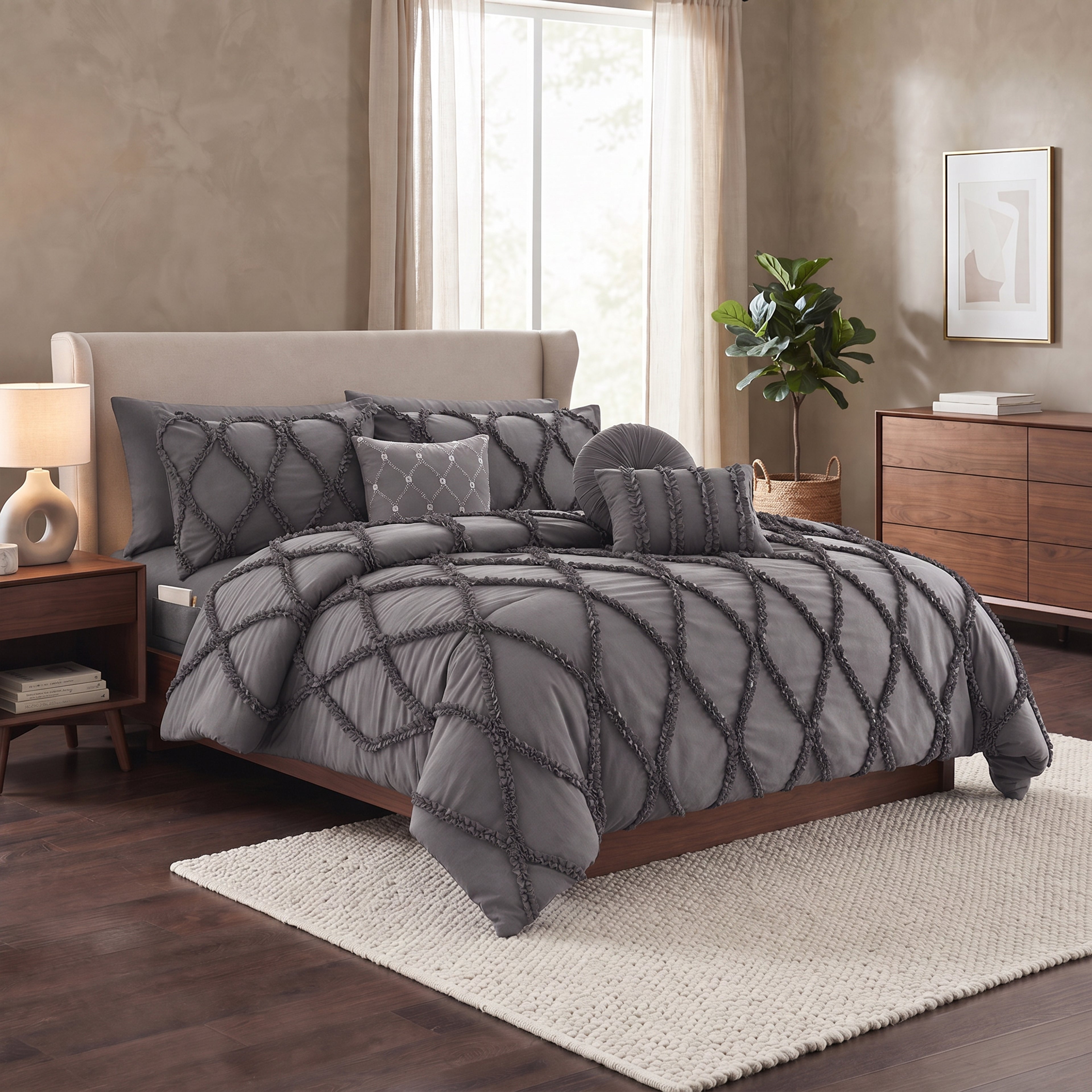 10-Piece Infinity Design Comforter Set - Includes 4-Piece Sheet Set with Double Sided Storage Pockets