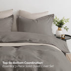 Essential 3-Piece Solid Duvet Cover Set