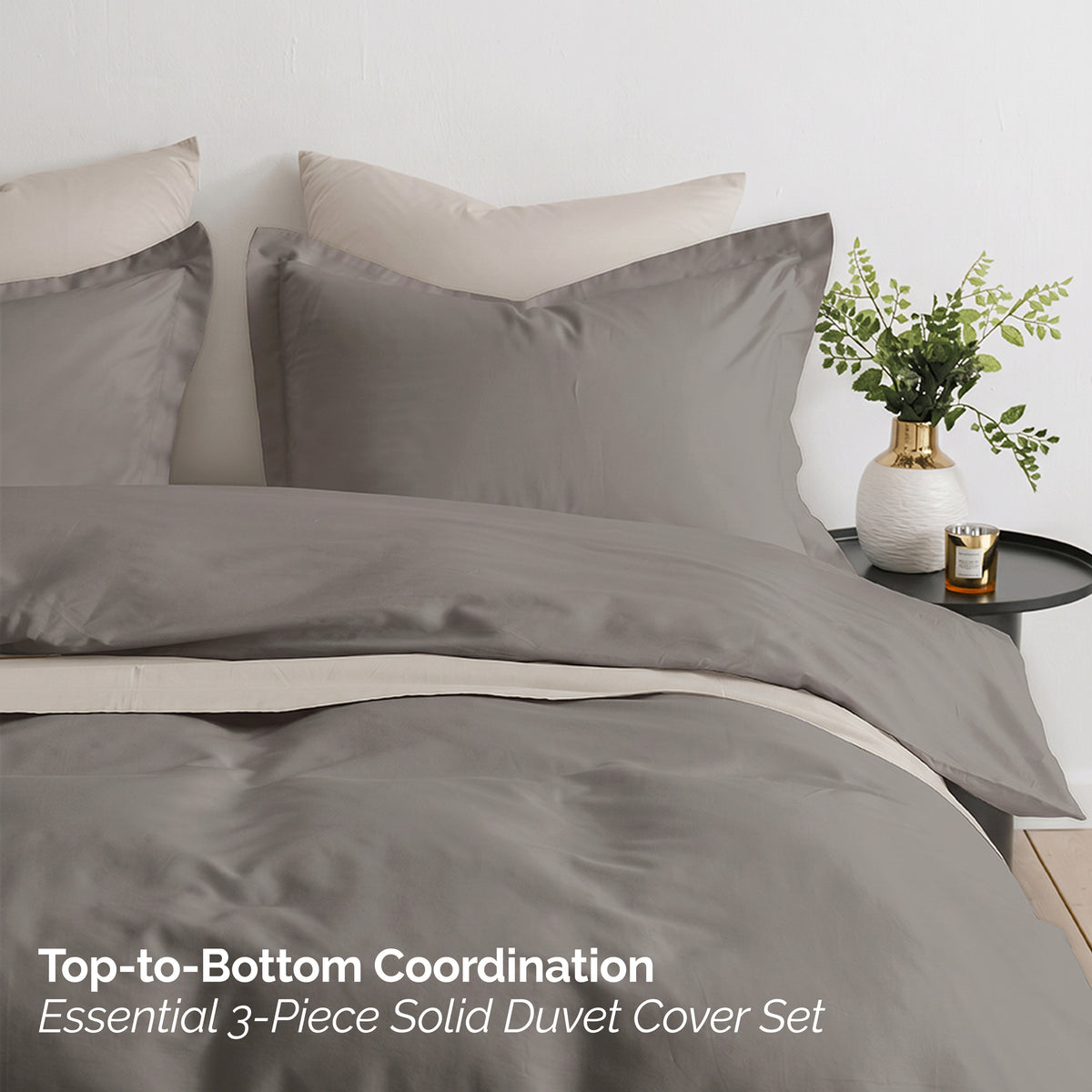 Essential 3-Piece Solid Duvet Cover Set