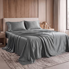 Fine 4-Piece Silky Satin Sheet Set, Moody Shades