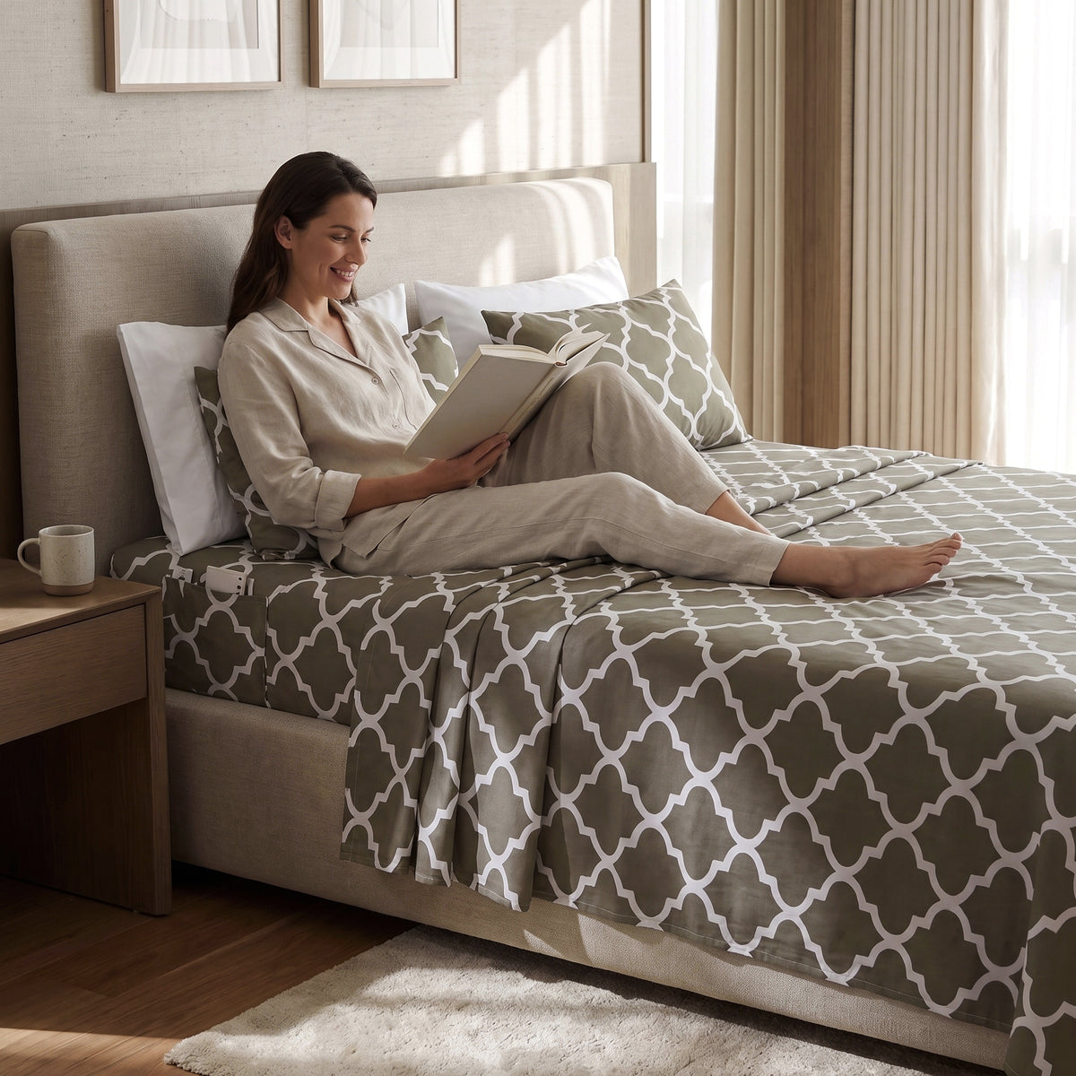 6-Piece Moroccan Trellis Printed Pattern - Soft as a Hotel Premium Quality