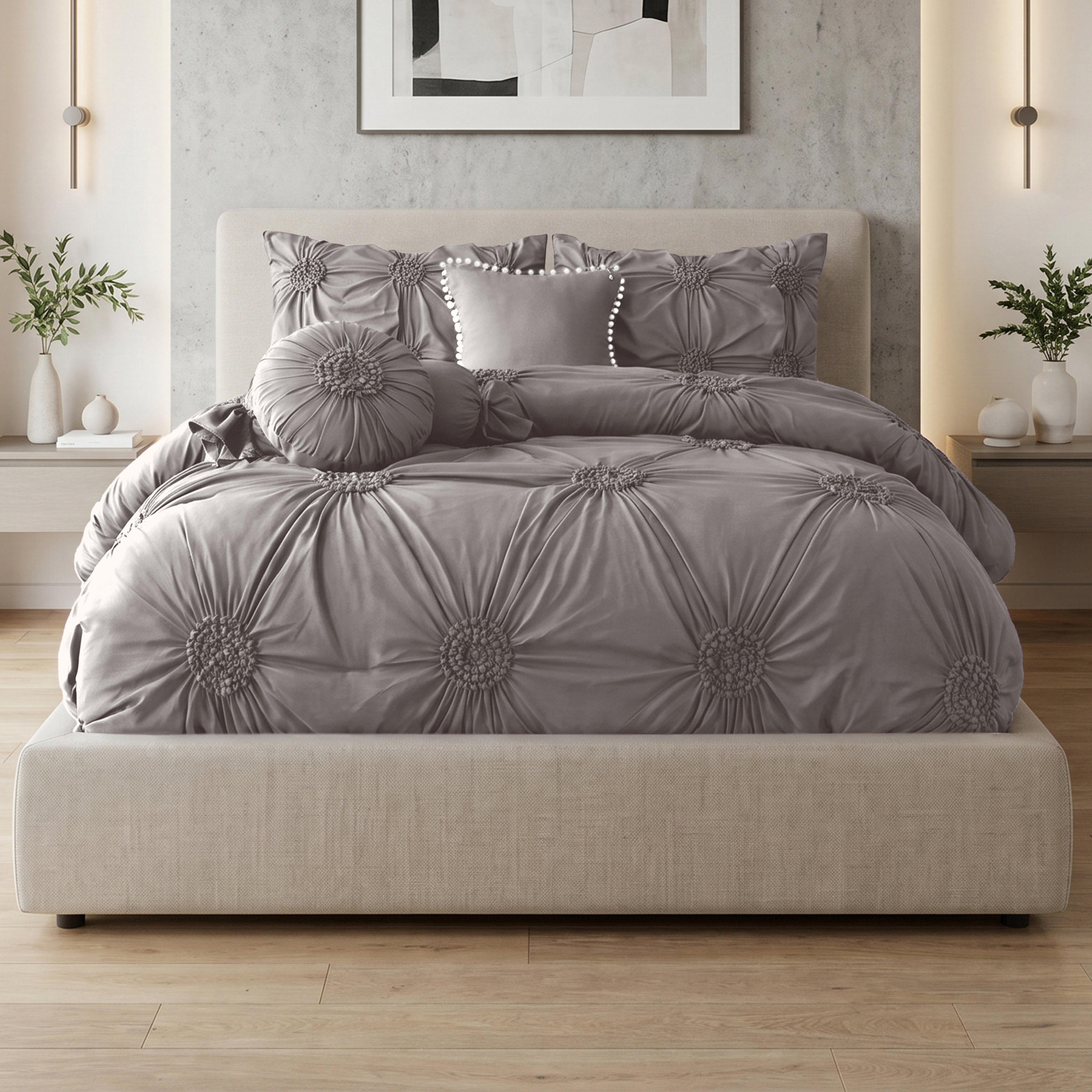 10-Piece Sunflower Comforter Set - Includes 4-Piece Sheet Set with Double Sided Storage Pockets