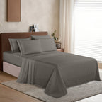 Essential 6-Piece 3-Line Embroidery Sheet Set, Soft as a Hotel Premium Quality,  Moody Shades