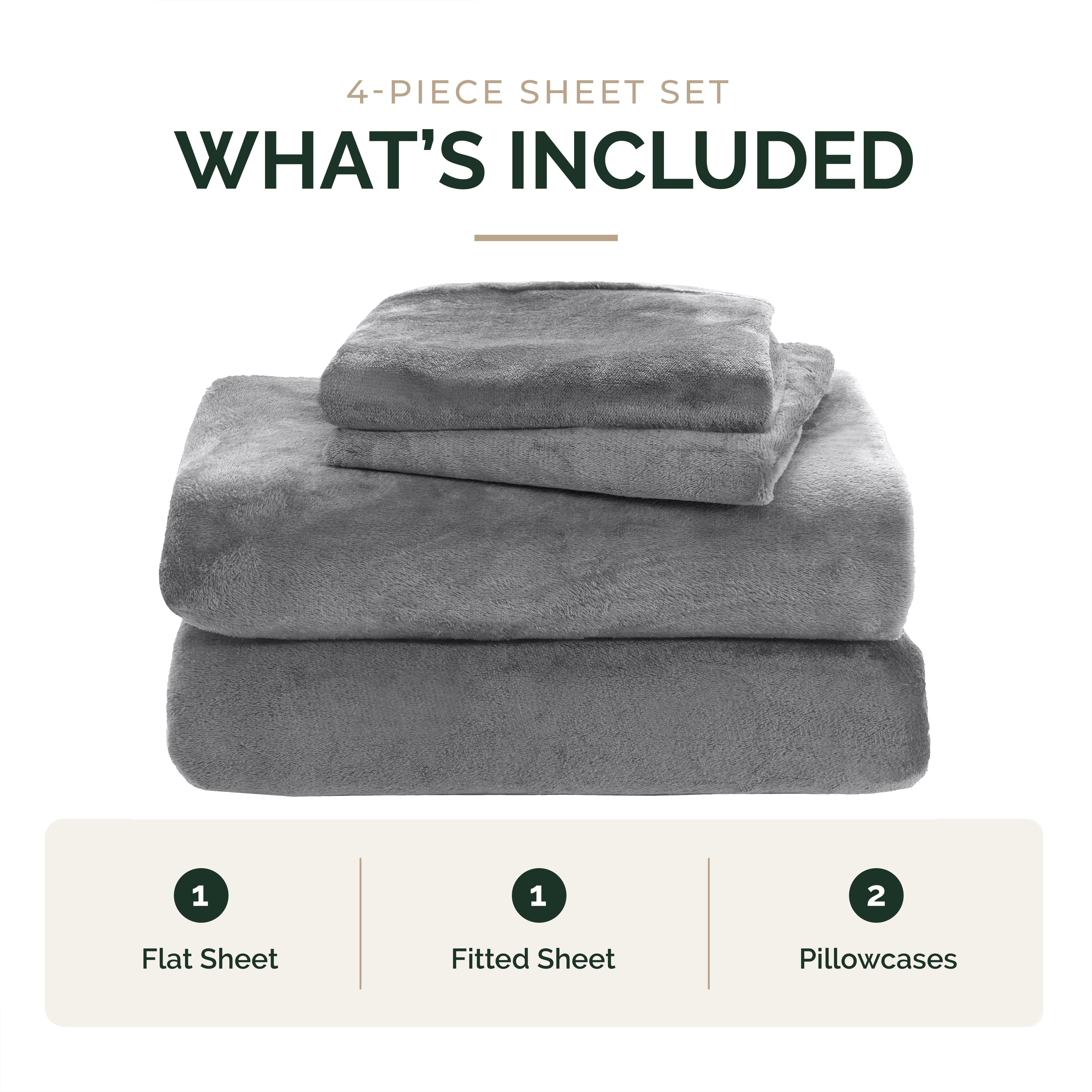 4-Piece Velvet Plush Flannel Sheet Set