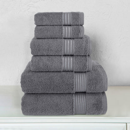 Elegant Comfort 6-Piece Turkish Cotton Towel Set, 2 Washcloths, 2 Hand Towels and 2 Bath Towels