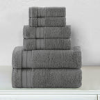 6-Piece Turkish Cotton Three Line Popcorn Towel Set, 2 Washcloths, 2 Hand Towels and 2 Bath Towels