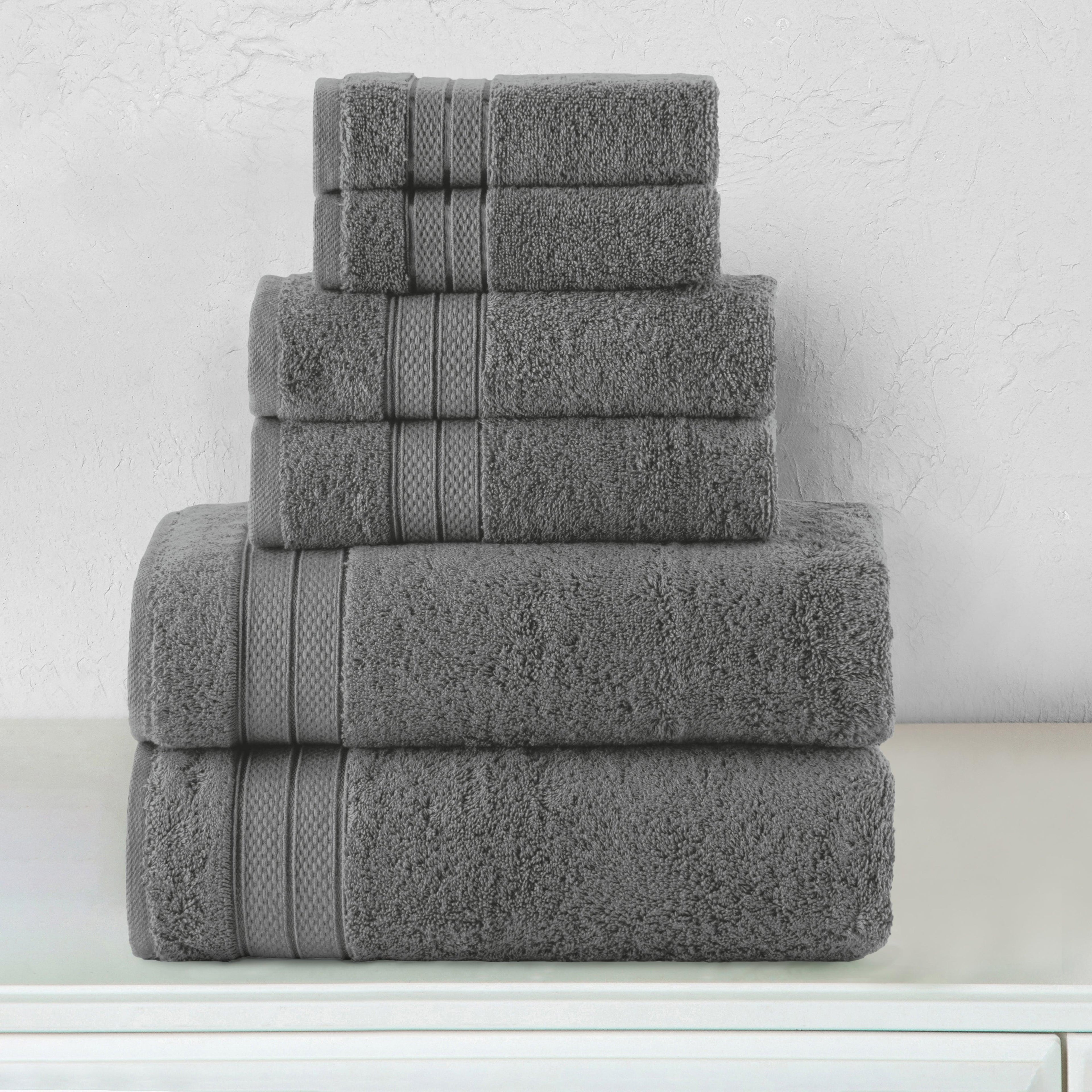 6-Piece Turkish Cotton Three Line Popcorn Towel Set, 2 Washcloths, 2 Hand Towels and 2 Bath Towels