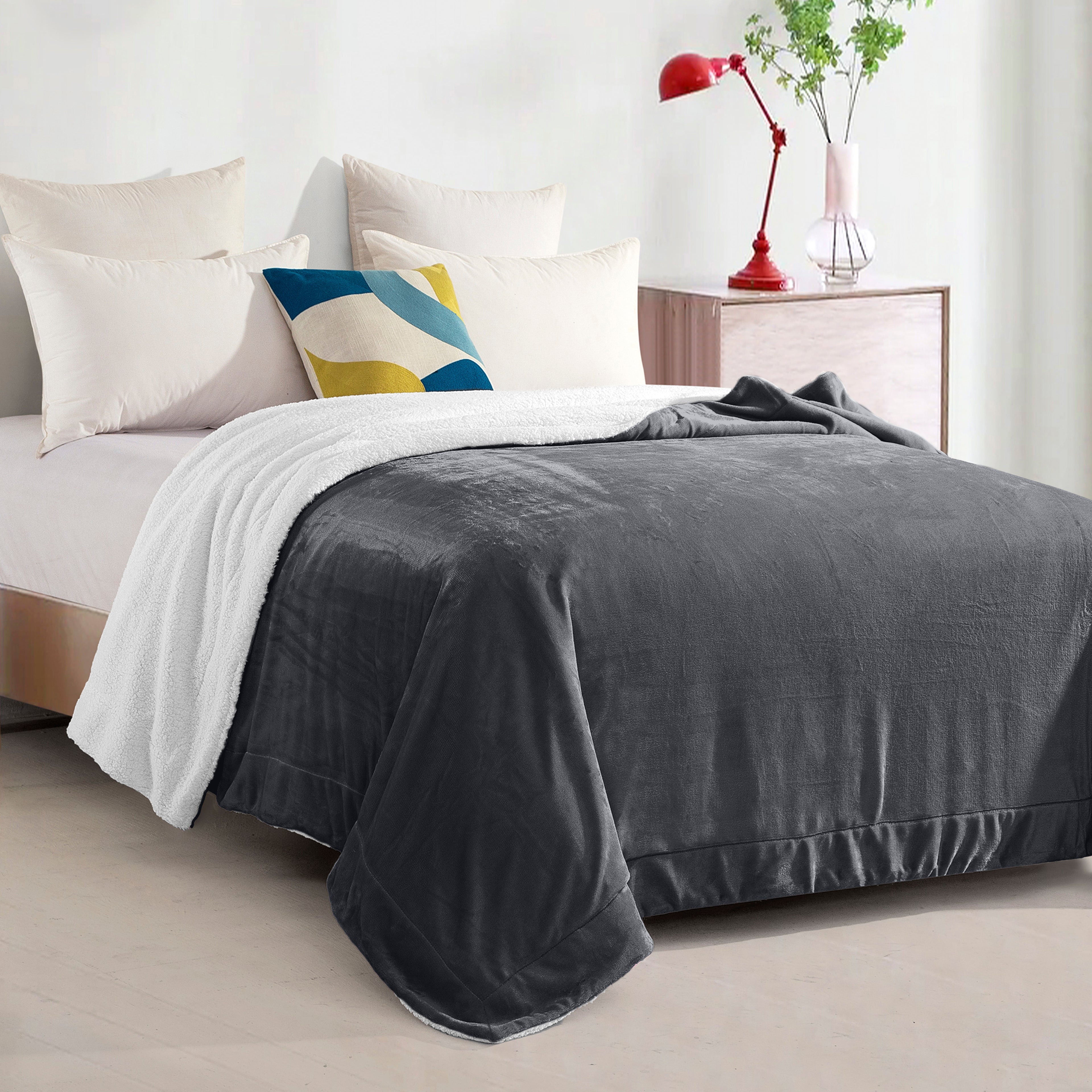 Reversible Sherpa Throw Blanket - Sherpa Back Throw Blanket