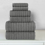 6-Piece Turkish Cotton Corduroy Towel Set, 2 Washcloths, 2 Hand Towels and 2 Bath Towels