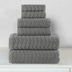 6-Piece Turkish Cotton Braided Towel Set, 2 Washcloths, 2 Hand Towels and 2 Bath Towels