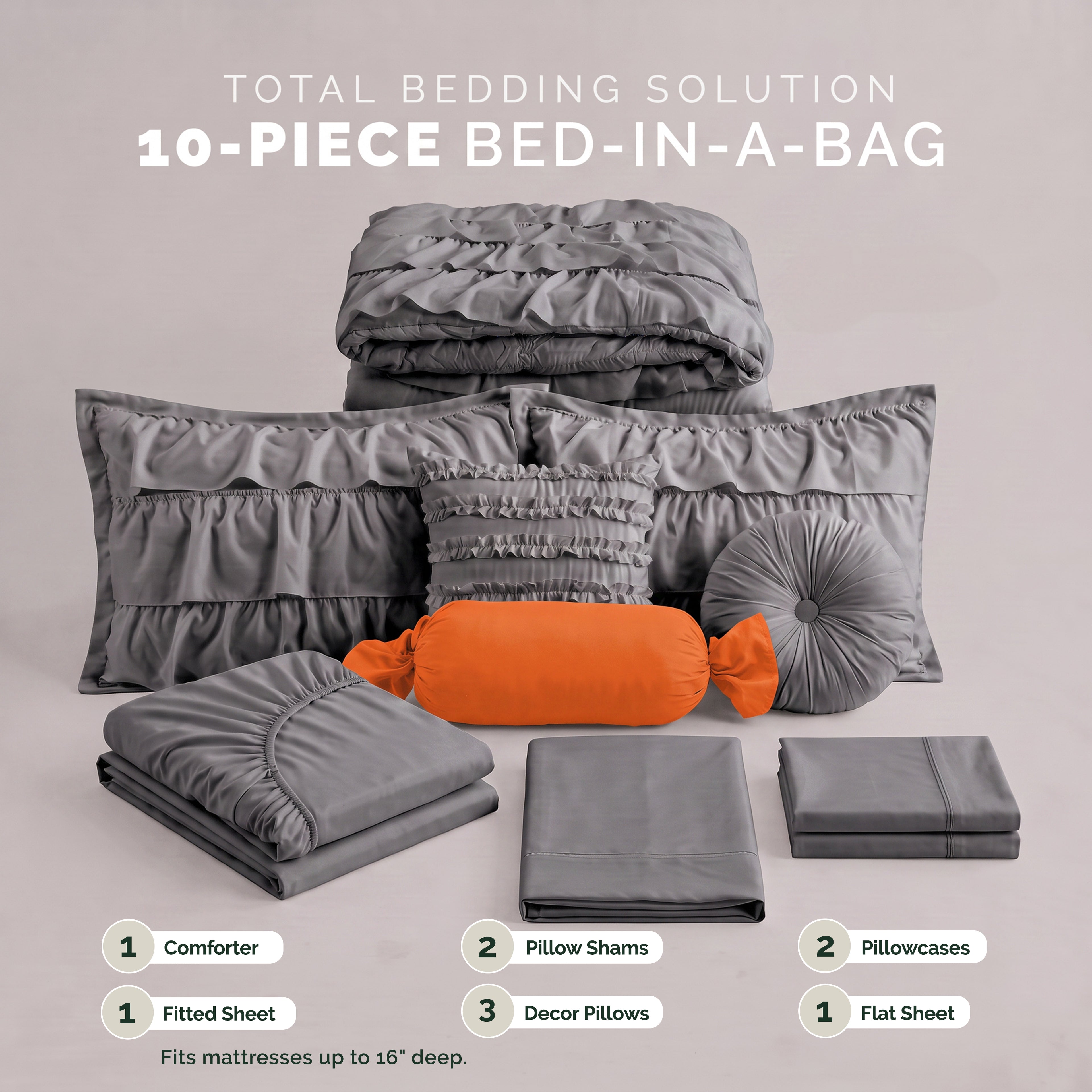 10-Piece Cinderella Comforter Set, Includes 4-Piece Sheet Set with Double Sided Storage Pockets
