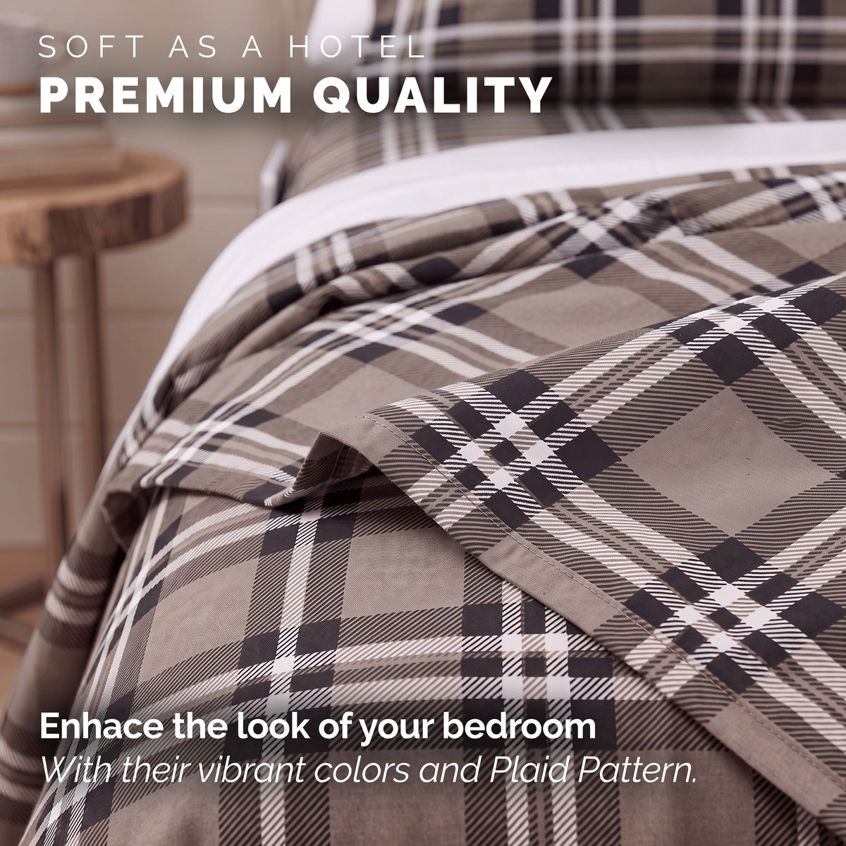 6-Piece Plaid Pattern Bed Sheet Set - Soft as a Hotel Premium Quality