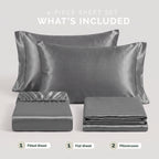 Fine 4-Piece Silky Satin Sheet Set, Moody Shades