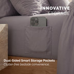 10-Piece Pleated Comforter Set - Includes 4-Piece Sheet Set with Double Sided Storage Pockets