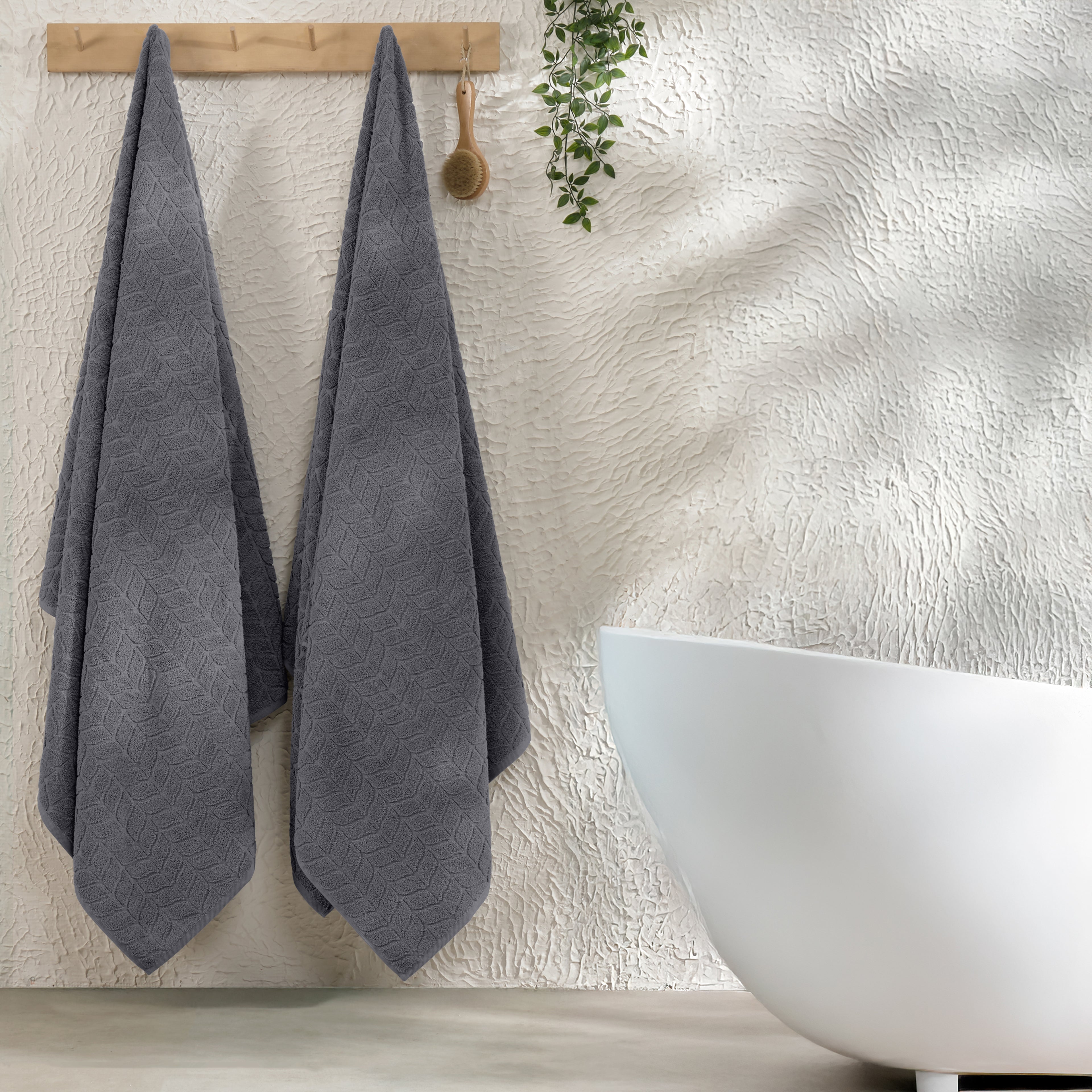 2-Pack Premium Turkish Cotton Braided Bath Towel Set, 27 x 54 inch