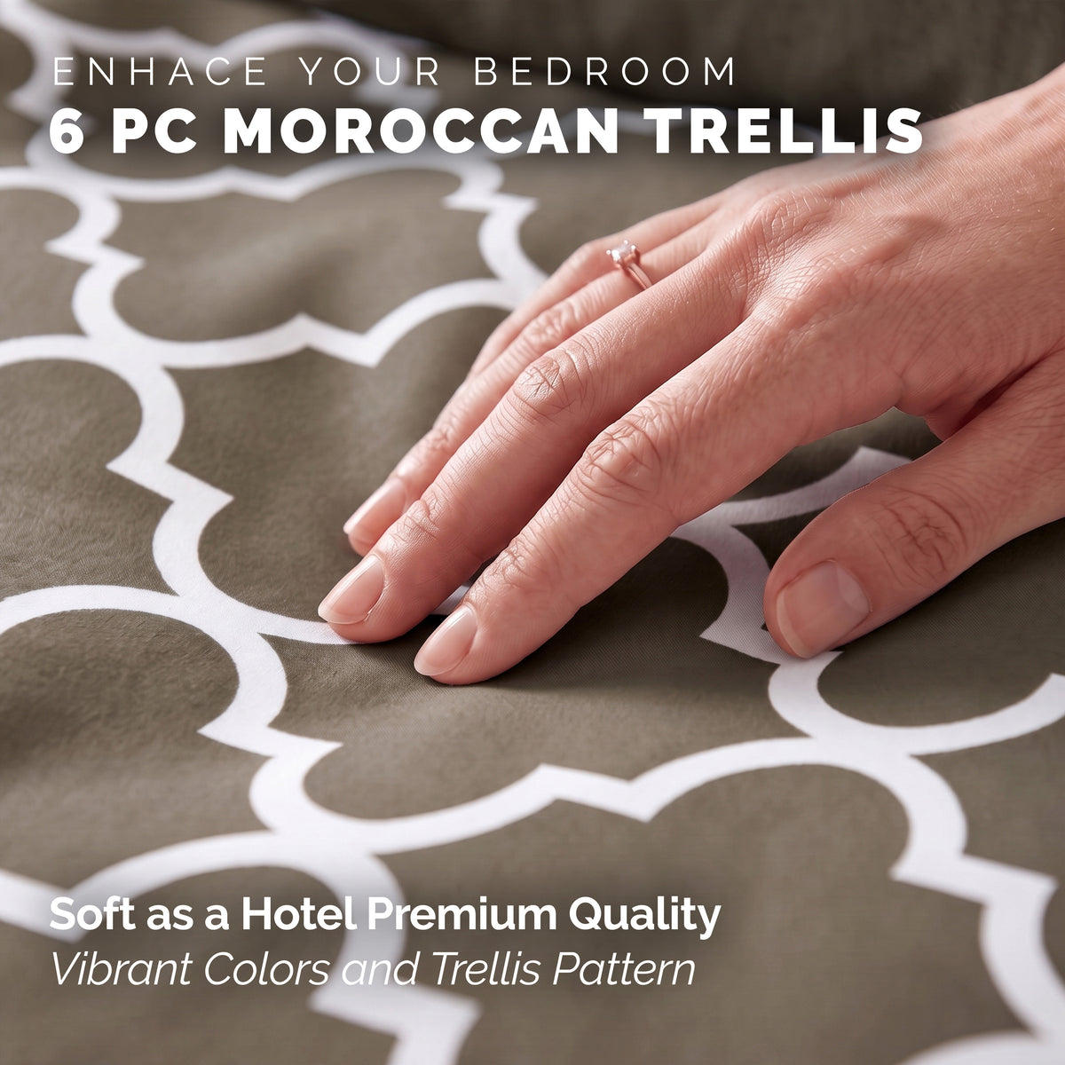 6-Piece Moroccan Trellis Printed Pattern - Soft as a Hotel Premium Quality