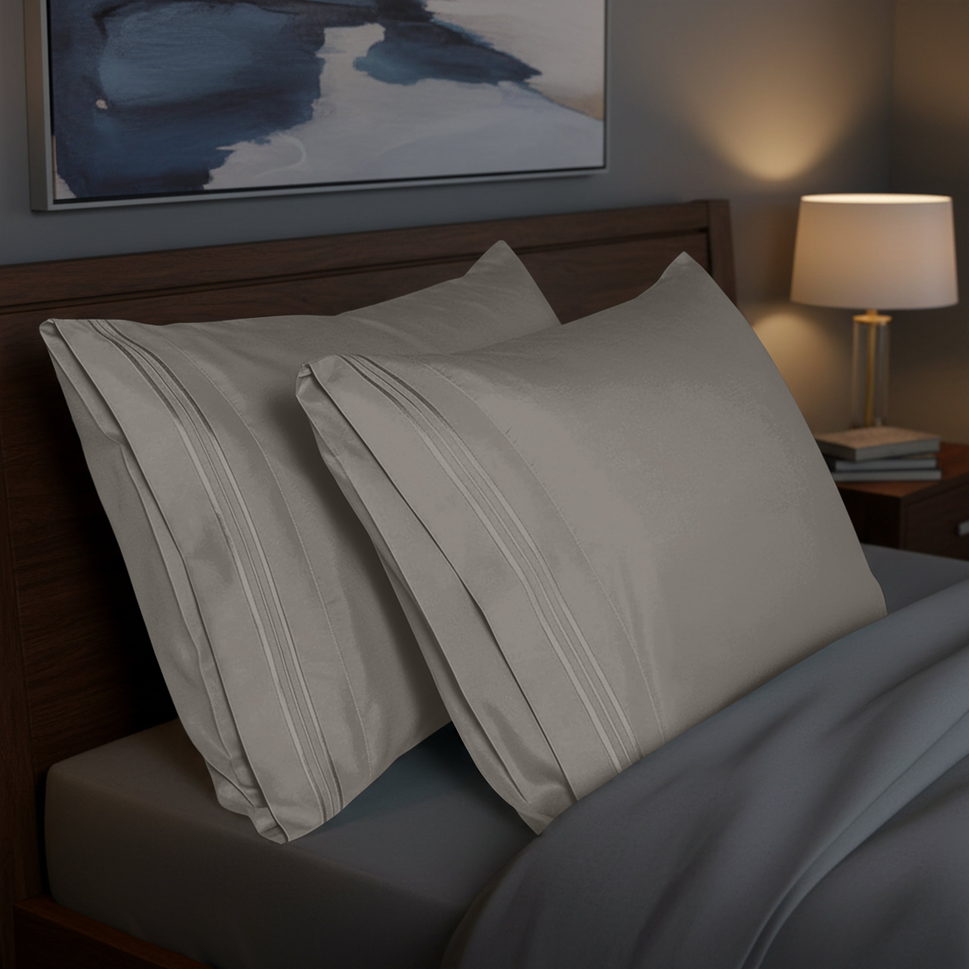 Set of 2 Pillowcases- 3 Line Embroidery