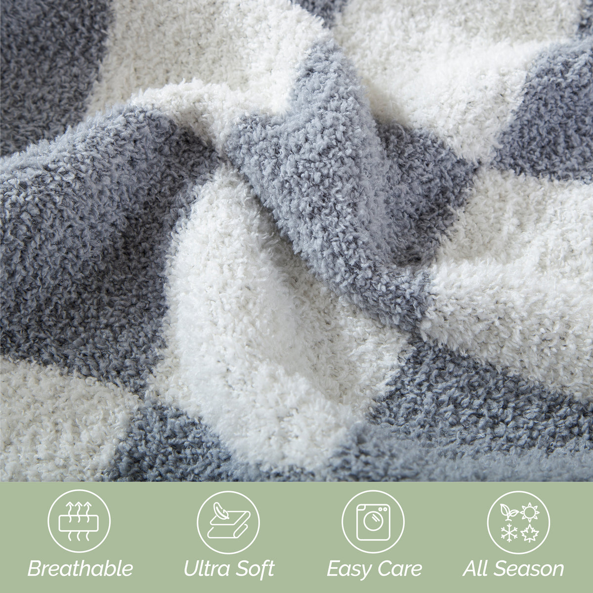 50" x 70"  Ultra Soft Checkered Knitted Throw Blanket