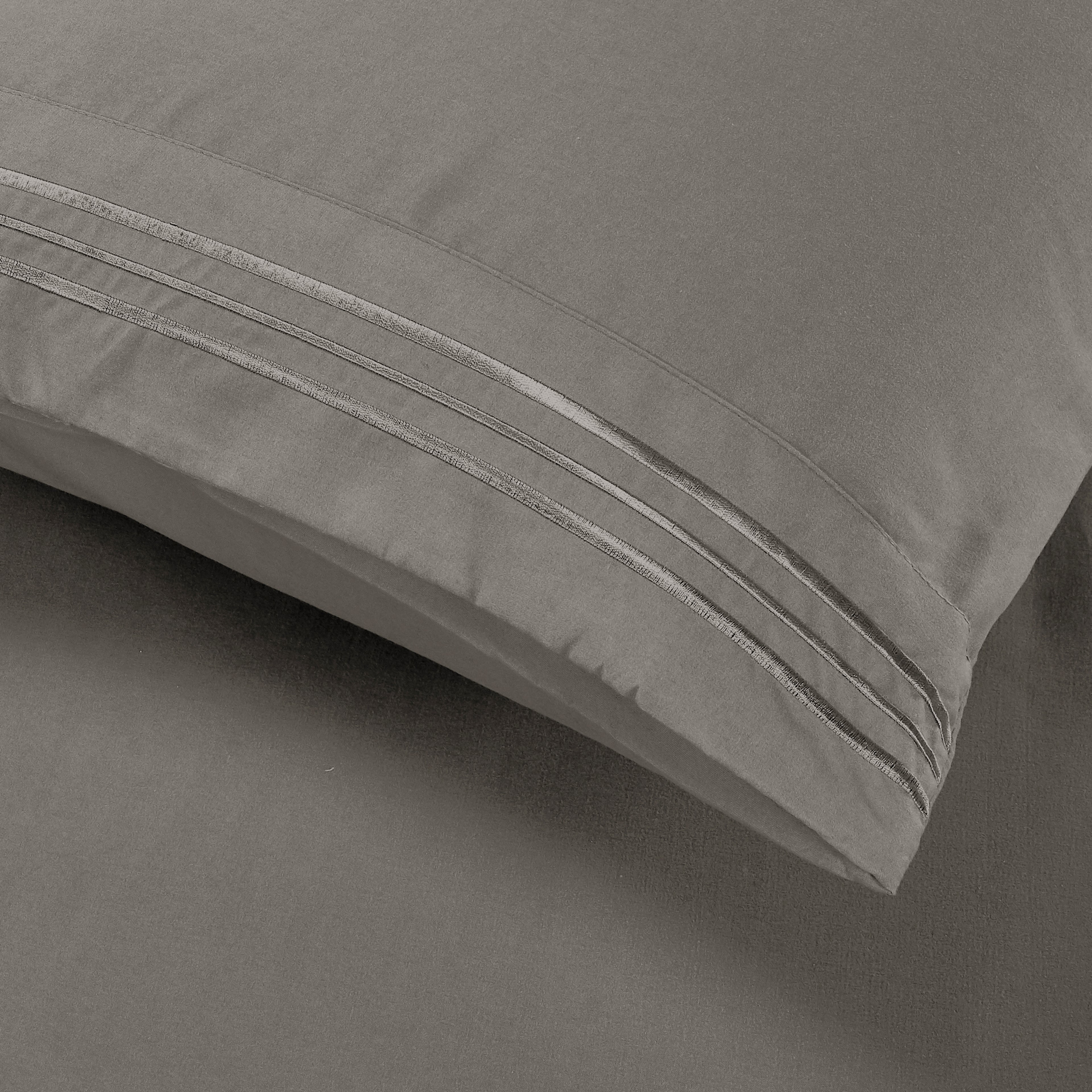 Essential 4-Piece 3-Line Embroidery Sheet Set, Soft as a Hotel Premium Quality,  Moody Shades